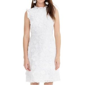 J.Crew White 3D Floral Appliqué Lace Dress